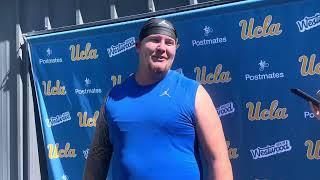 UCLA football offensive lineman Josh Carlin talks about the Bruins offense and switching to center