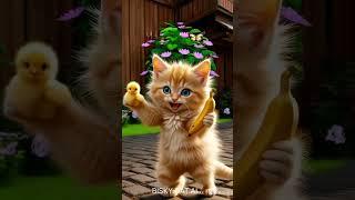Chicken  Banana  #ai #funny #aishorts #catvideos #cat #cute #viralshort
