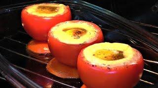 Фаршированные помидоры с яйцом и сыром в духовке. Stuffed tomatoes with egg and cheese in the oven.