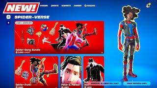 NEW Spider-Verse Skins BUNDLES & EMOTES Item Shop Fortnite! (Spider-Punk, Noir & Peter B. Parker)