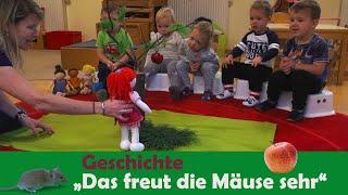 Geschichte vom roten APFEL - Kindern und lachenden Mäusen -  MINIS Kinderkrippe Kita Bad Waltersdorf