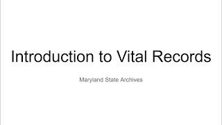 Introduction to Vital Records