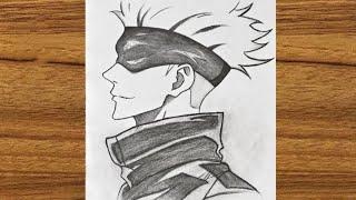How to draw anime step by step || Easy Gojo Satoru drawing || How to draw for beginners