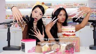 ASMR dessert mukbang with THE LONGEST nails ever