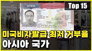 미국의 비자 발급 거부율이 낮은 아시아 국가 Top 15