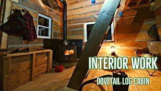 Building a Dovetail Log Cabin - Interior Work - Chinking, Door and Stairs