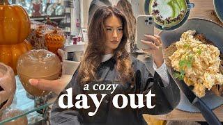 a cozy solo day in the life  autumn shopping, brunch, new hair & a big haul