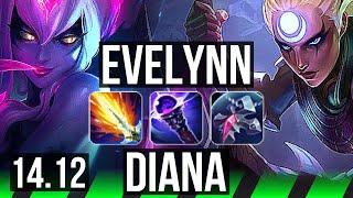 EVELYNN vs DIANA (JGL) | Rank 4 Eve, Legendary, 500+ games | EUNE Grandmaster | 14.12