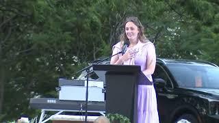 Whitney Decker speaks at memorial for Paityn, Evelyn, and Olivia Decker