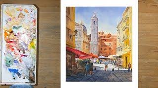 How to paint Street Scenery with Watercolor