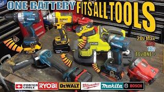 Use any brand battery in any power tool 18v-20v DEWALT MILWAUKEE MAKITA PORTER CABLE BOSCH adapters