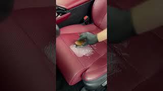 ColourLock Mild Leather Cleaner removing all the excess oil and dirt from the seat.