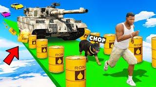 GTA 5 CHOP RUNS AWAY FROM CARS VS RUNNERS KHANJALI TANK