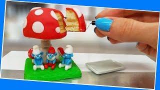 Mini amazing SMURFS cake / real cake / Jenny's mini cooking / mini food / 食べれるミニチュア