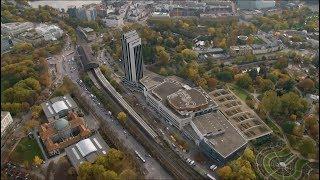 Aerial video of Hamburg Messe, venue for 2017 G20 Summit