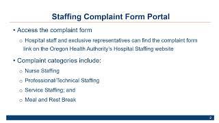 OHA Hospital Staffing Shorts: Hospital Staffing Complaint Form Questions Explained