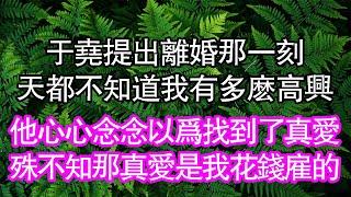 于堯提出離婚那一刻，天都不知道我有多麼高興。他心心念念以為找到了真愛，殊不知那真愛是我花錢僱的#中老年頻道 #情感故事