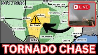  LIVE - Tornado Chasing in West Central Texas - November 7, 2024 (At Night) {J}