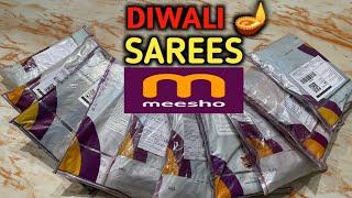 HUGE meesho Top 40 trending saree unboxing and review haul | meesho Diwali/ Festival/ Wedding Sarees