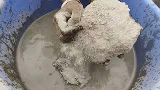 Grainy Gritty sand cement crumbling in water  SA ASMR