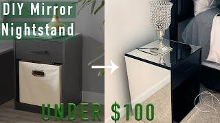 DIY MIRRORED NIGHTSTAND | Transform Walmart Mainstays Furniture