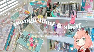  manga haul + manga shelf tour // unboxing, organization, demon slayer, spy x family