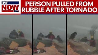 Tornado hits Matador, Texas: TV news crew appears to pull person from rubble | LiveNOW from FOX