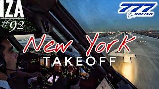 B777 JFK  New York | TAKEOFF 04L | 4K Cockpit View | ATC & Crew Communications