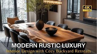 Modern Rustic Luxury: Stunning Interior Design Ideas with Cozy Backyard Retreats