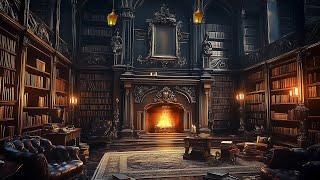 Medieval Library Ambience with Fireside Music for Study and Relaxati