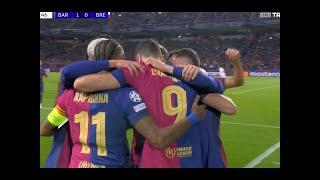 Robert Lewandowski GOL 90+2 | Barcelona vs Stade Brestois 3-0 destacados | Liga de Campeones 2024