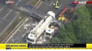 Aerial footage shows extent of chaos after M20 bridge collapse