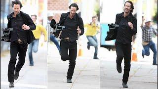 Keanu Reeves running off with a Camera he just Stole from the paparazzi | Full Clip of viral Meme