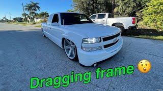 Bagged LOWRIDER Chevy Silverado On 24s Sweeping The Street !