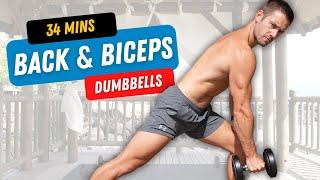 Intense DUMBBELL BACK AND BICEPS Workout | Build Muscle in 34 Minutes