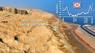 World's Lowest Elevation Road Trip on Israel’s Longest Road, HW 90 North | Scenic Drive & Telemetry