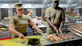 US Military Cooks Handling Crazy Rush Time Inside Tiny Field Kitchen