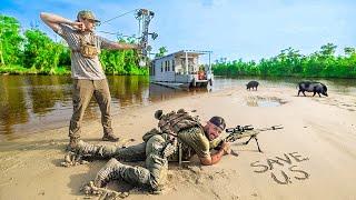 48hrs Stranded in the SWAMP Tracking WILD Game Challenge.. (HouseBoat)