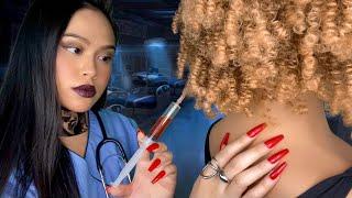 ASMR ️Sketchy Nurse Induces Sleep & Plays w/ Your Hair + Back Scratch & TINGLY Injections, lite gum