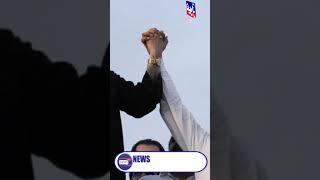 Tahir ul Qadri and Imran Khan raise their hands for their supporters | #shorts