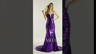 BABARONI Julie Backless Mermaid Sequins Gown with Train