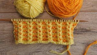 Двухцветный узор – ленивый жаккард спицами | Lazy Jacquard Knitting Pattern