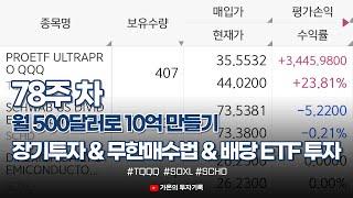 78주 차 - TQQQ 장기투자 & SOXL 적립식 무한매수법 & SCHD 배당 ETF 투자 - 월 500달러로 10억 만들기