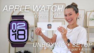 apple watch *series 10* unboxing, customization, + setup! (rose gold, 42mm, + SO CUTE)