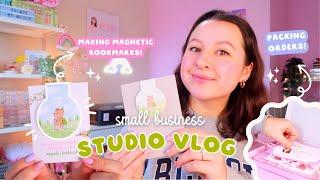 SMALL BUSINESS STUDIO VLOG  week in the life / packing orders & making my first magnetic bookmark!