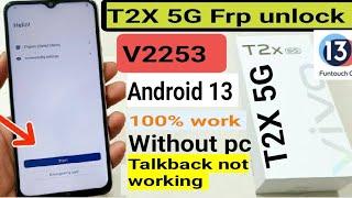 vivo T2x 5g Frp Bypasss Android 13 | New Method | Vivo T2x 5g Google Account Bypasss Without Pc