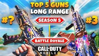 Top 5 BEST Long Range Guns In SEASON 5 Battle Royale | COD Mobile | Best Gunsmith For Long Range BR