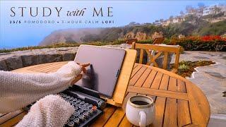 3-Hour Study With Me • Lofi Beats & Ocean Sounds  • Pomodoro 25-5 for Focus, Chill, & Productivity