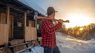 Entire Winter Alone in the Wilderness | Living in a Tiny Off Grid Log Cabin | Full Movie