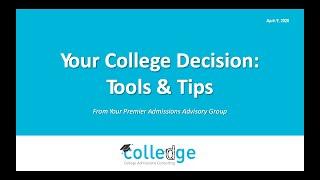 Parents & Seniors - Your College Decision: Tips & Tricks